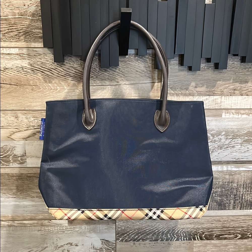 Burberry Navy and Tan Women's Tote Bag